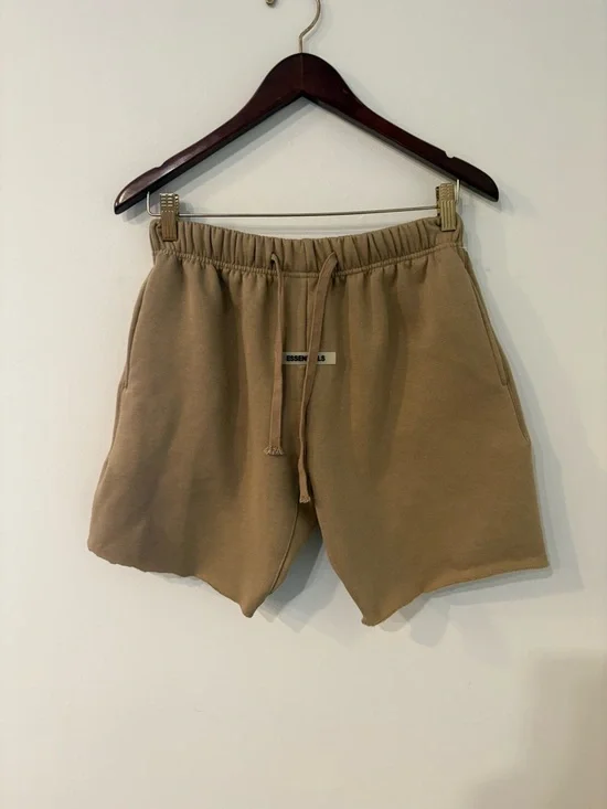 Essentials Beige Drawstring Lounge Shorts - Picture 2 of 5